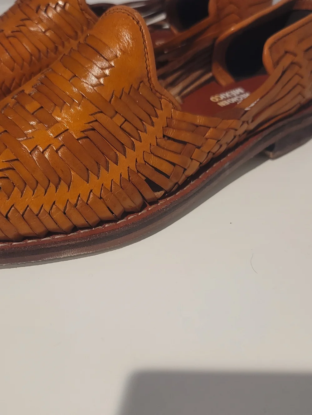 Mens Huaraches Handwoven Leather Slip-On Shoes Like New